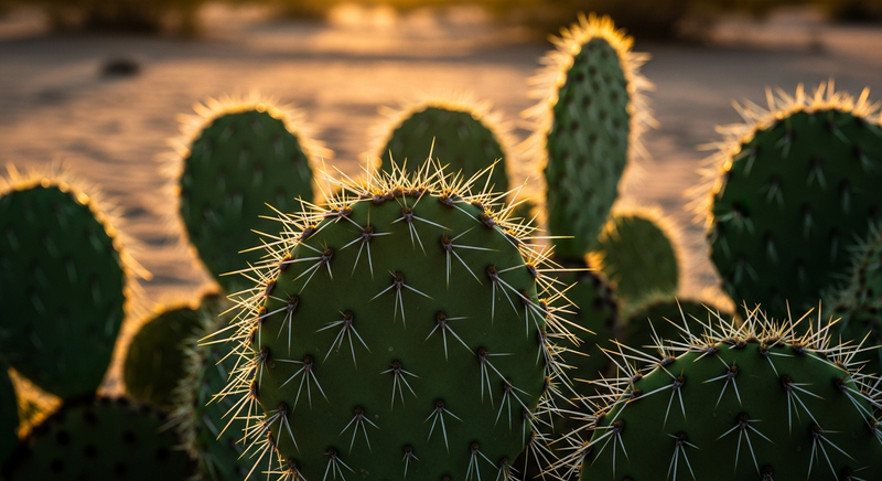 Close-up of a prickly pear cactus pad